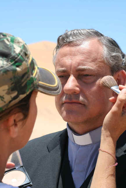 Rolf Kanies as Andreas Imhof, a priest in The Bible Code, shot by Christoph Schrewe in Nambia 