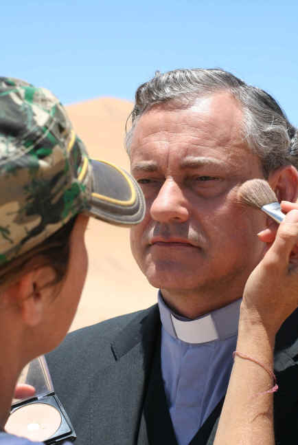 Rolf Kanies as Andreas Imhof, a priest in The Bible Code, shot by Christoph Schrewe in Nambia